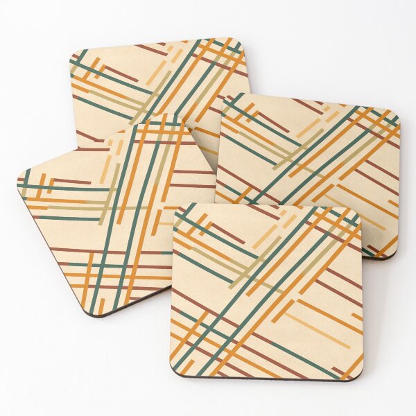 Item preview, Retro Diagonal Intersecting Green Red Orange Lines Pattern designed and sold by Sturdust.