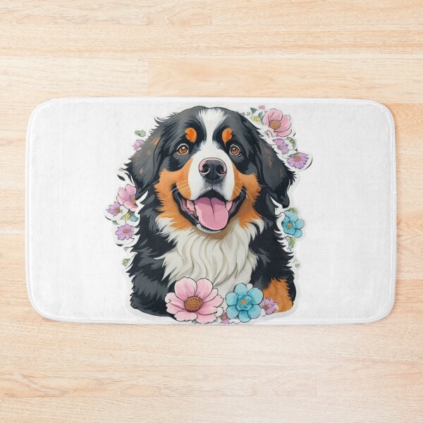 Item preview, Adorable Bernese Mountain Dog with Watercolor Flowers  designed and sold by YourNameMatters.