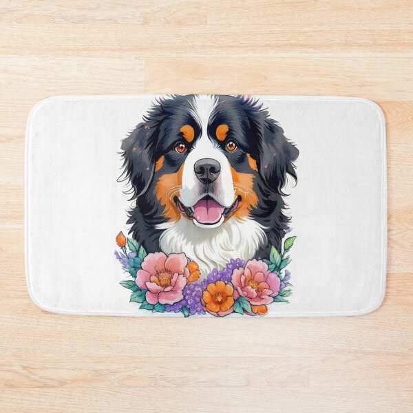 Item preview, Adorable Bernese Mountain Dog with Watercolor Flowers  designed and sold by YourNameMatters.