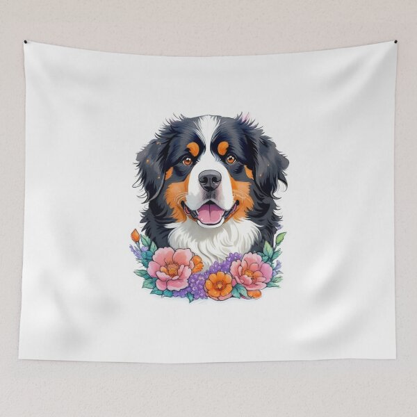 Item preview, Adorable Bernese Mountain Dog with Watercolor Flowers  designed and sold by YourNameMatters.