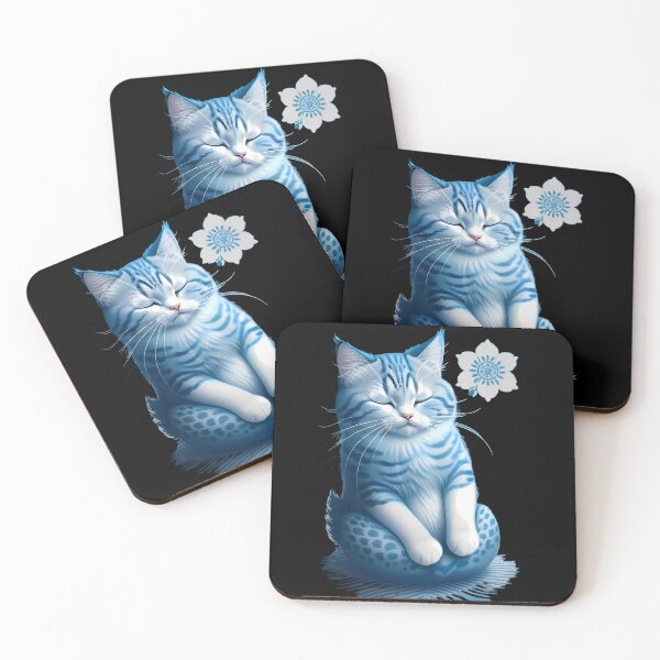 Item preview, Cyanotype Fluffy Cat Meditating designed and sold by Mechanical-Artt.