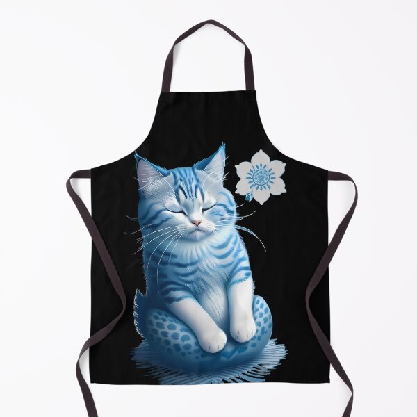 Item preview, Cyanotype Fluffy Cat Meditating designed and sold by Mechanical-Artt.