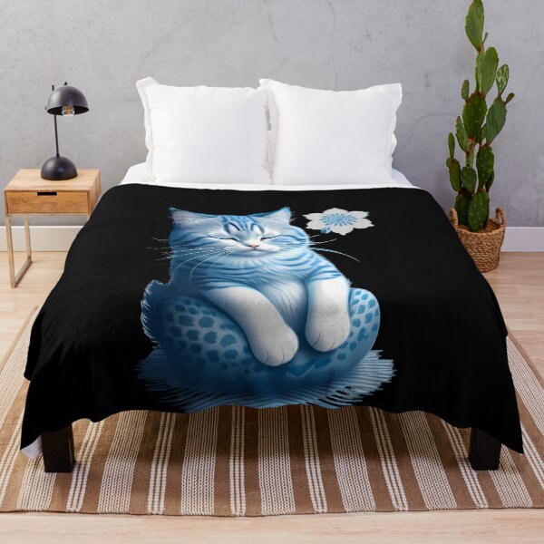 Item preview, Cyanotype Fluffy Cat Meditating designed and sold by Mechanical-Artt.