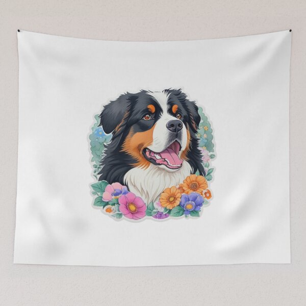 Item preview, Cute Bernese Mountain Dog with Watercolor Flowers  designed and sold by YourNameMatters.