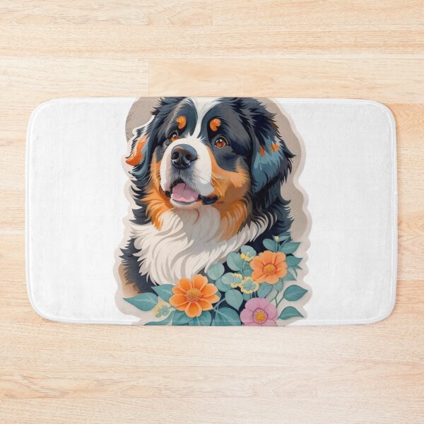Item preview, Dreaming Bernese Mountain Dog Puppy with Watercolor Flowers  designed and sold by YourNameMatters.