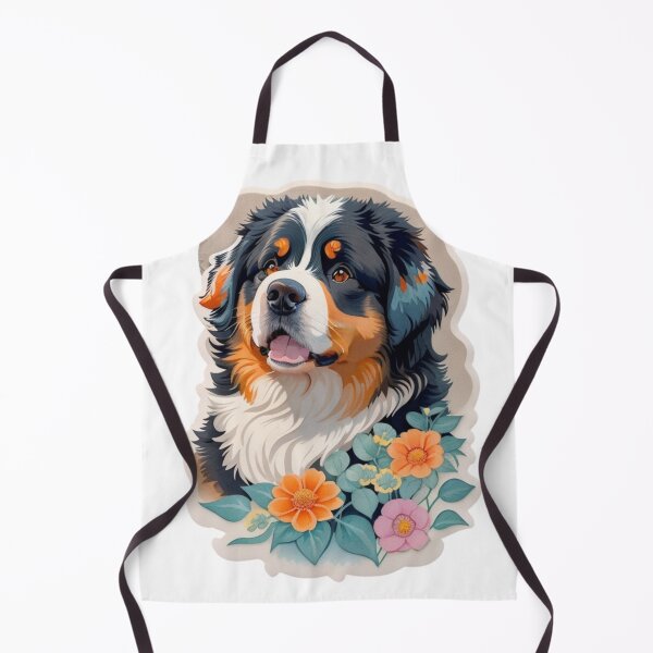 Item preview, Dreaming Bernese Mountain Dog Puppy with Watercolor Flowers designed and sold by YourNameMatters.