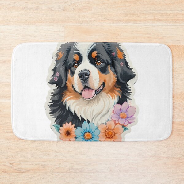 Item preview, Charming Bernese Mountain Dog Puppy with Watercolor Flowers  designed and sold by YourNameMatters.