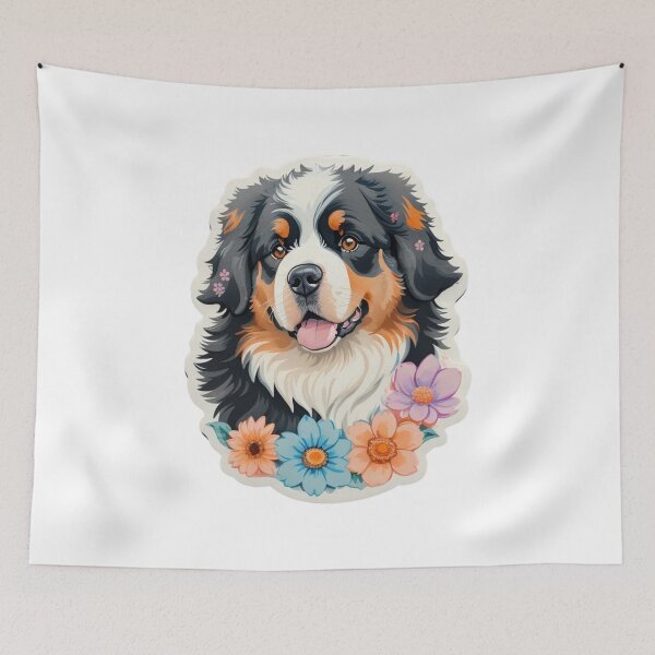 Item preview, Charming Bernese Mountain Dog Puppy with Watercolor Flowers  designed and sold by YourNameMatters.