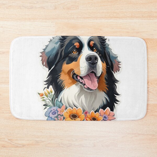 Item preview, Charming Bernese Mountain Dog Puppy with Watercolor Flowers  designed and sold by YourNameMatters.
