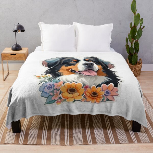 Item preview, Charming Bernese Mountain Dog Puppy with Watercolor Flowers designed and sold by YourNameMatters.