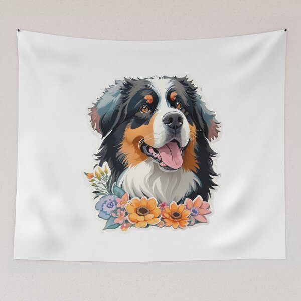 Item preview, Charming Bernese Mountain Dog Puppy with Watercolor Flowers  designed and sold by YourNameMatters.