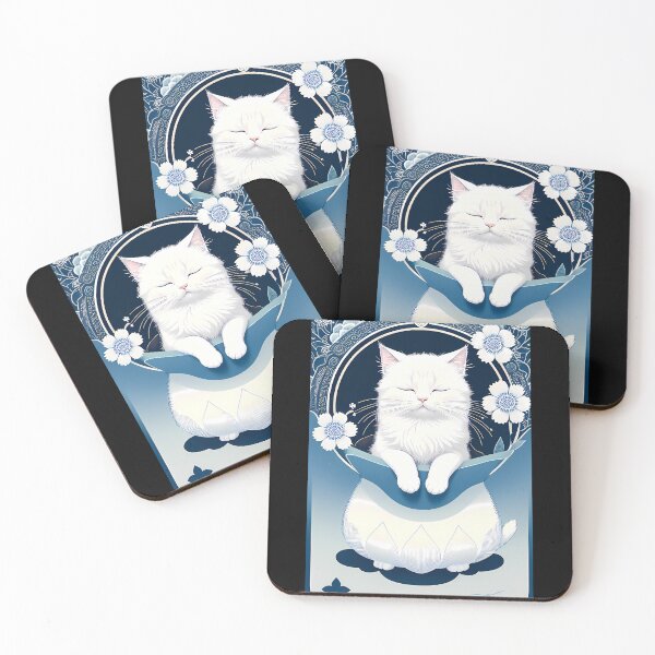 Item preview, Fluffy Cat in Peaceful Cyanotype designed and sold by Mechanical-Artt.