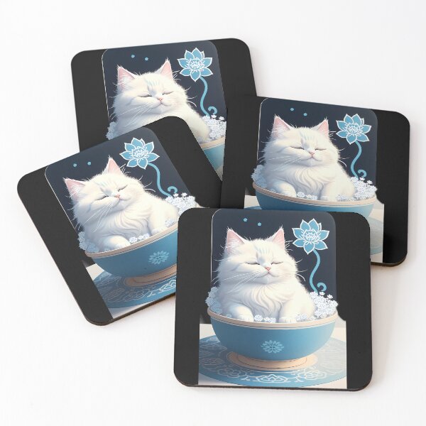 Item preview, Meditative Cyanotype Fluffy Cat designed and sold by Mechanical-Artt.
