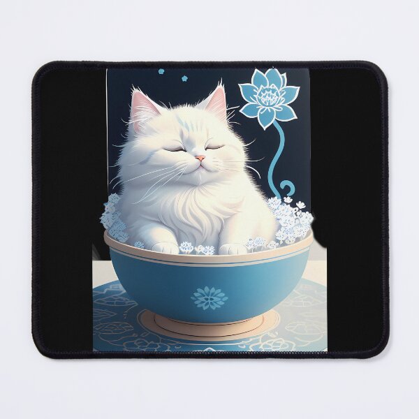 Artikelvorschau, Meditative Cyanotypie Flauschige Katze entworfen und verkauft von Mechanical-Artt.