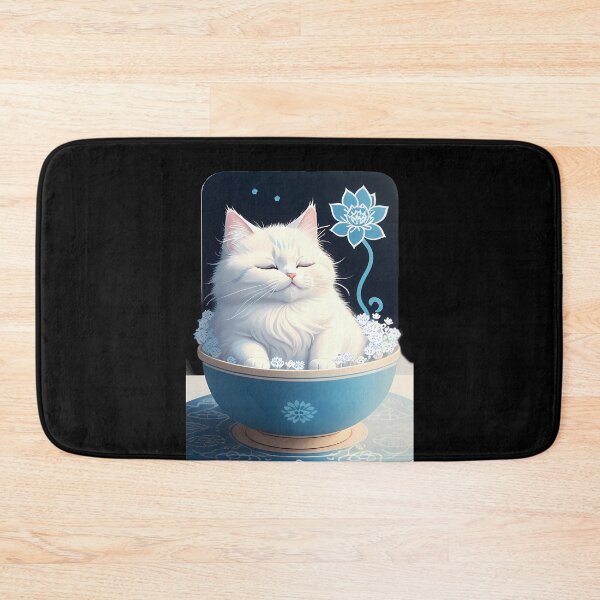 Item preview, Meditative Cyanotype Fluffy Cat designed and sold by Mechanical-Artt.