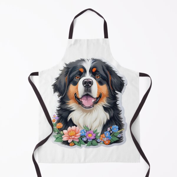 Item preview, Happy Bernese Mountain Dog Puppy with Watercolor Flowers designed and sold by YourNameMatters.
