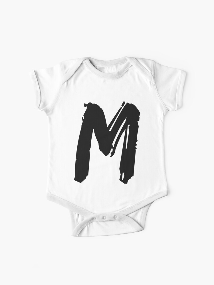 M BRUSH STYLE CAPITAL LETTER INITIAL T-SHIRT MODERN MINIMALIST FONT LOGO  TYPEFACE LETTERING TYPOGRAPHY MONOGRAM TEE | Baby One-Piece