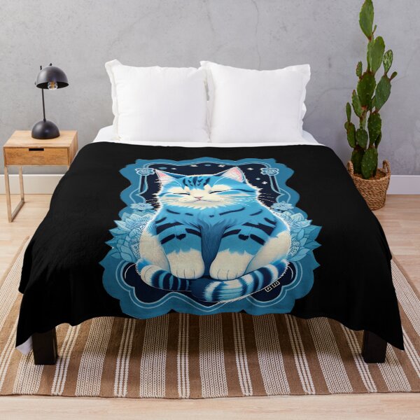 Item preview, Peaceful Fluffy Cat in Cyanotype designed and sold by Mechanical-Artt.