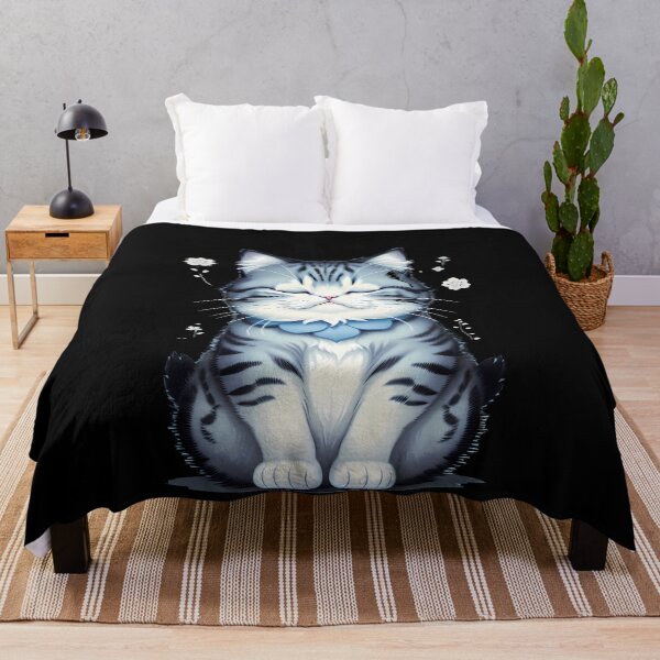Item preview, Cyanotype Fluffy Cat in Tranquility designed and sold by Mechanical-Artt.