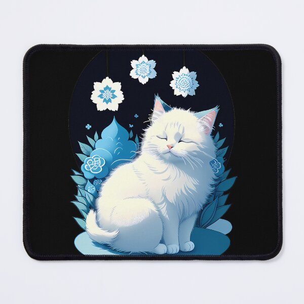 Item preview, Calm Cyanotype Meditation Cat designed and sold by Mechanical-Artt.