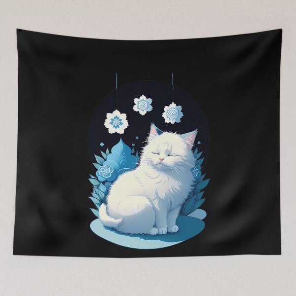 Item preview, Calm Cyanotype Meditation Cat designed and sold by Mechanical-Artt.