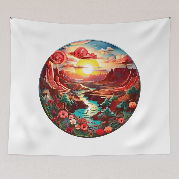 Item preview, Beautiful Grand Canyon Woodcut Art - Colorful Design designed and sold by AlanPhotoArt.