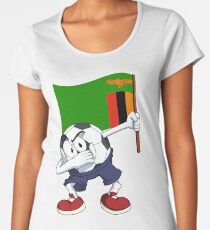 Sambia Dabbing Fussball Premium Rundhals-Shirt