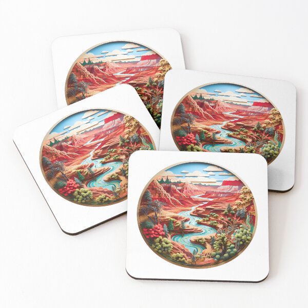 Item preview, Grand Canyon Colorful Woodcut Art - National Park Beauty designed and sold by AlanPhotoArt.