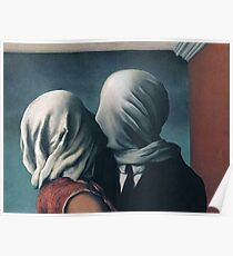 The lovers Kiss By Rene Magritte Poster