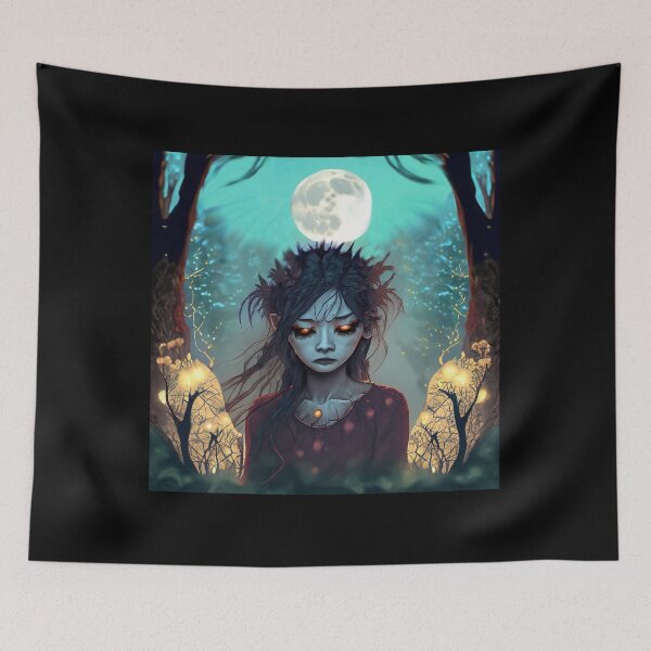 Item preview, Cursed into a demon, sad forest demoness, halloween designed and sold by Sunmoonlove.