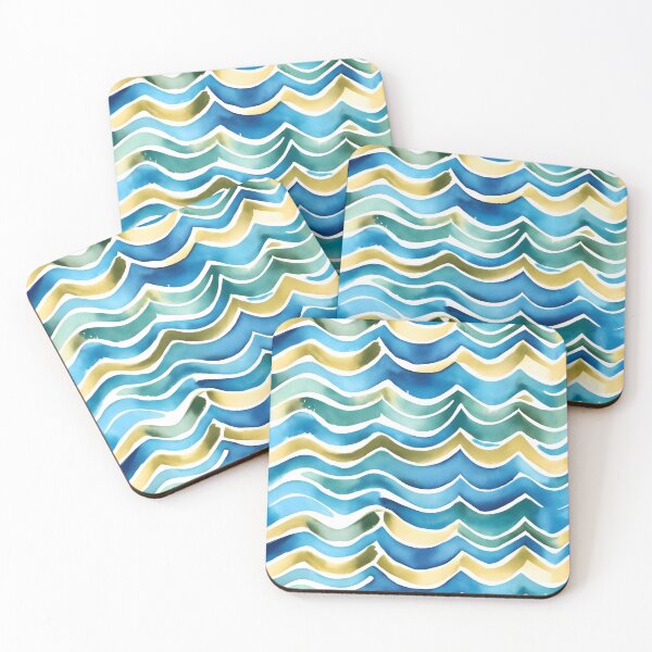 Item preview, Blues Waves Strokes Watercolor designed and sold by ArtsyWishesShop.