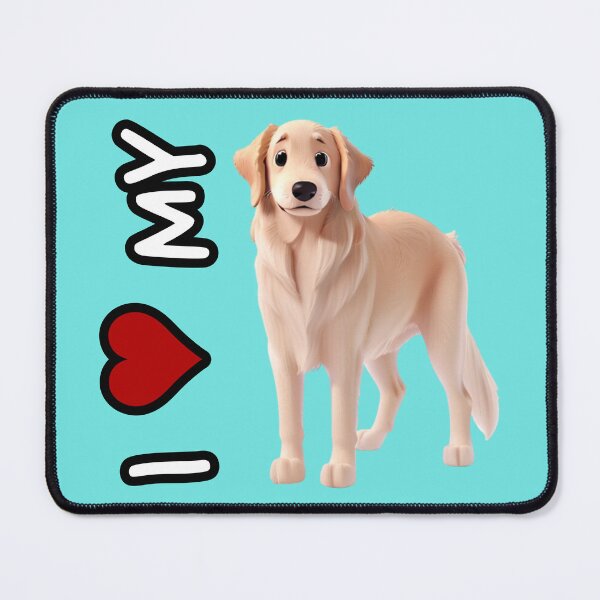 Item preview, I love my dog - Animated Golden Retriever in 3D style - Golden Retriever designed and sold by ChickNickStudio.