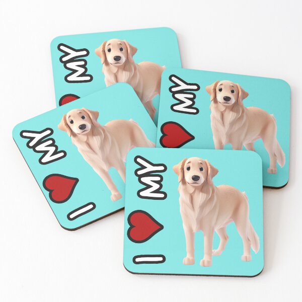 Item preview, I love my dog - Animated Golden Retriever in 3D style - Golden Retriever designed and sold by ChickNickStudio.