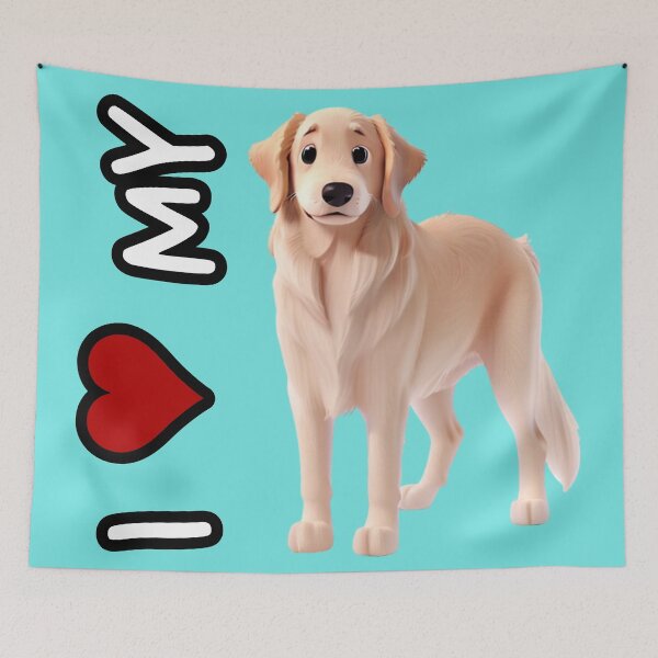 Item preview, I love my dog - Animated Golden Retriever in 3D style - Golden Retriever designed and sold by ChickNickStudio.
