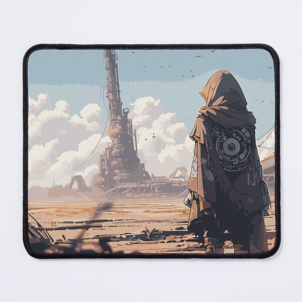 Item preview, Hooded Traveler Overlooking Dystopian Landscape designed and sold by kougan.