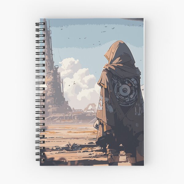 Item preview, Hooded Traveler Overlooking Dystopian Landscape designed and sold by kougan.