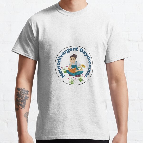 Neurodivergent Daydreamer, with nature, book and flowers Classic T-Shirt