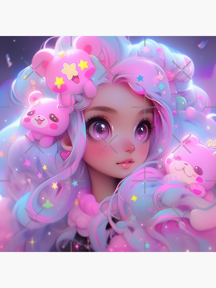 Adorable Soft Pink Anime Girl Sticker for Sale by bubblegoth