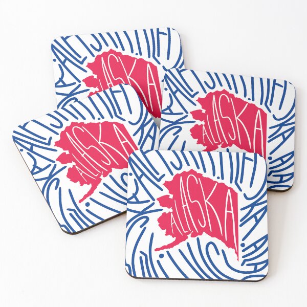 Item preview, Alaska State - Red and Blue - Map and Flag AK - Typography USA America State designed and sold by Ranggasme.