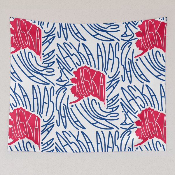 Item preview, Alaska State - Red and Blue - Map and Flag AK - Typography USA America State designed and sold by Ranggasme.