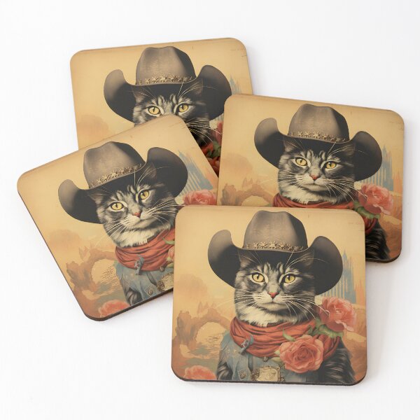 Item preview, Retro Vintage Cowboy Cat - Whiskered Wild West Adventure designed and sold by KittyStampedeCo.