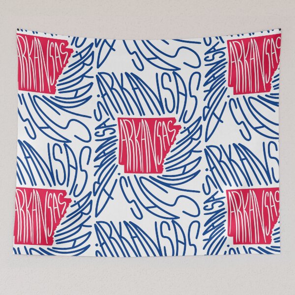 Item preview, Arkansas State Map Typography - Red and Blue - USA America State designed and sold by Ranggasme.