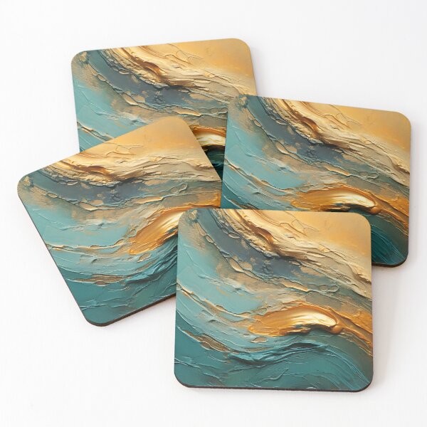 Item preview, Abstract sunset wave in turquoise gold designed and sold by UmagineArts.