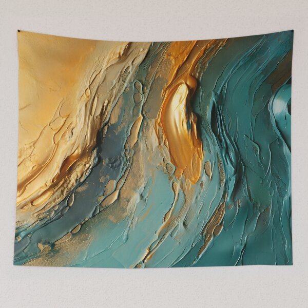 Item preview, Abstract sunset wave in turquoise gold designed and sold by UmagineArts.