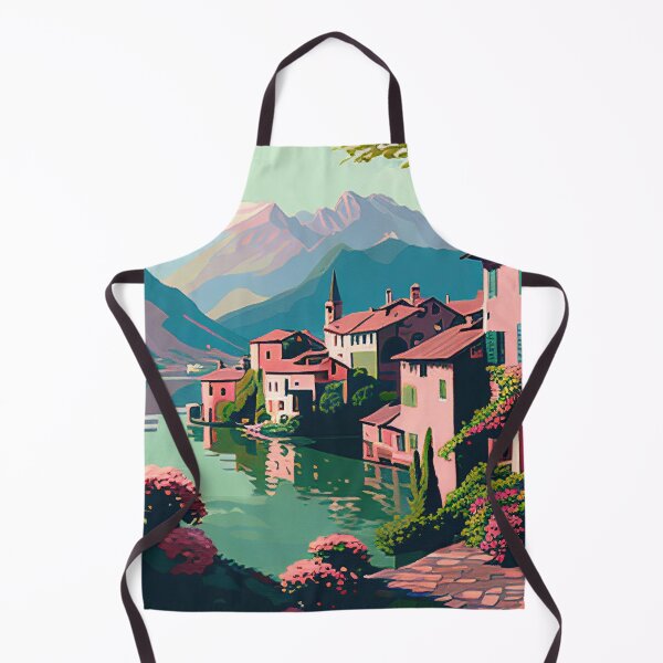 Item preview, Pastel Mountain Lake Town designed and sold by TheArtMage.