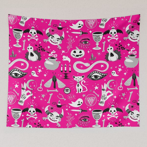 Item preview, occult pentagram cat halloween pink designed and sold by Gossip Rag.