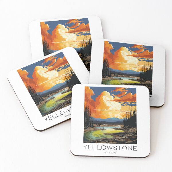 Item preview, A Pop Art Travel Print of the Yellowstone Park - Wyoming designed and sold by StudioRedKoala.