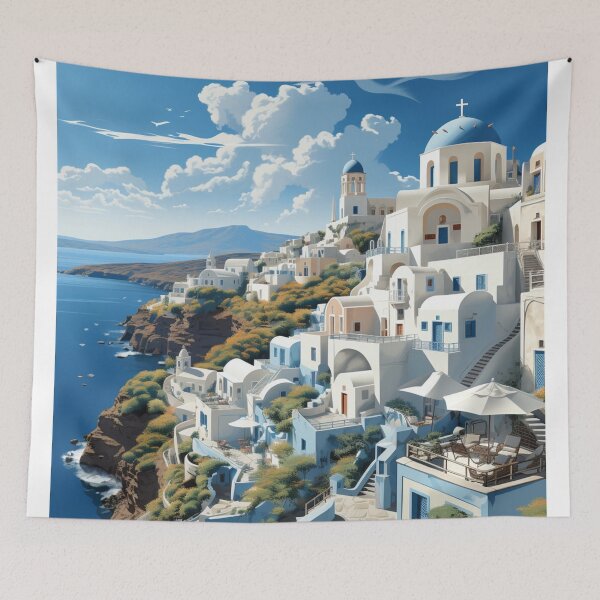 Item preview, A Travel Print of Santorini - Greece designed and sold by StudioRedKoala.