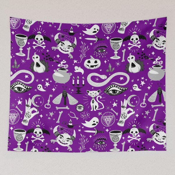 Item preview, occult pentagram cat halloween purple designed and sold by Gossip Rag.