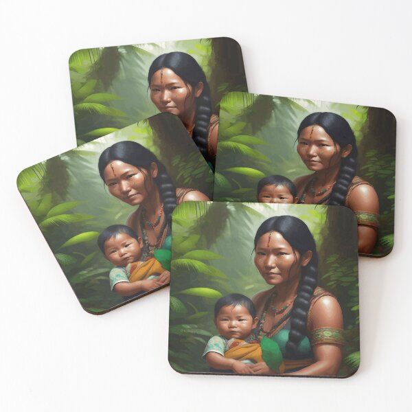 Item preview, Ashaninka Woman with Baby in Peruvian Jungle designed and sold by Vicky Brago-Mitchell®.